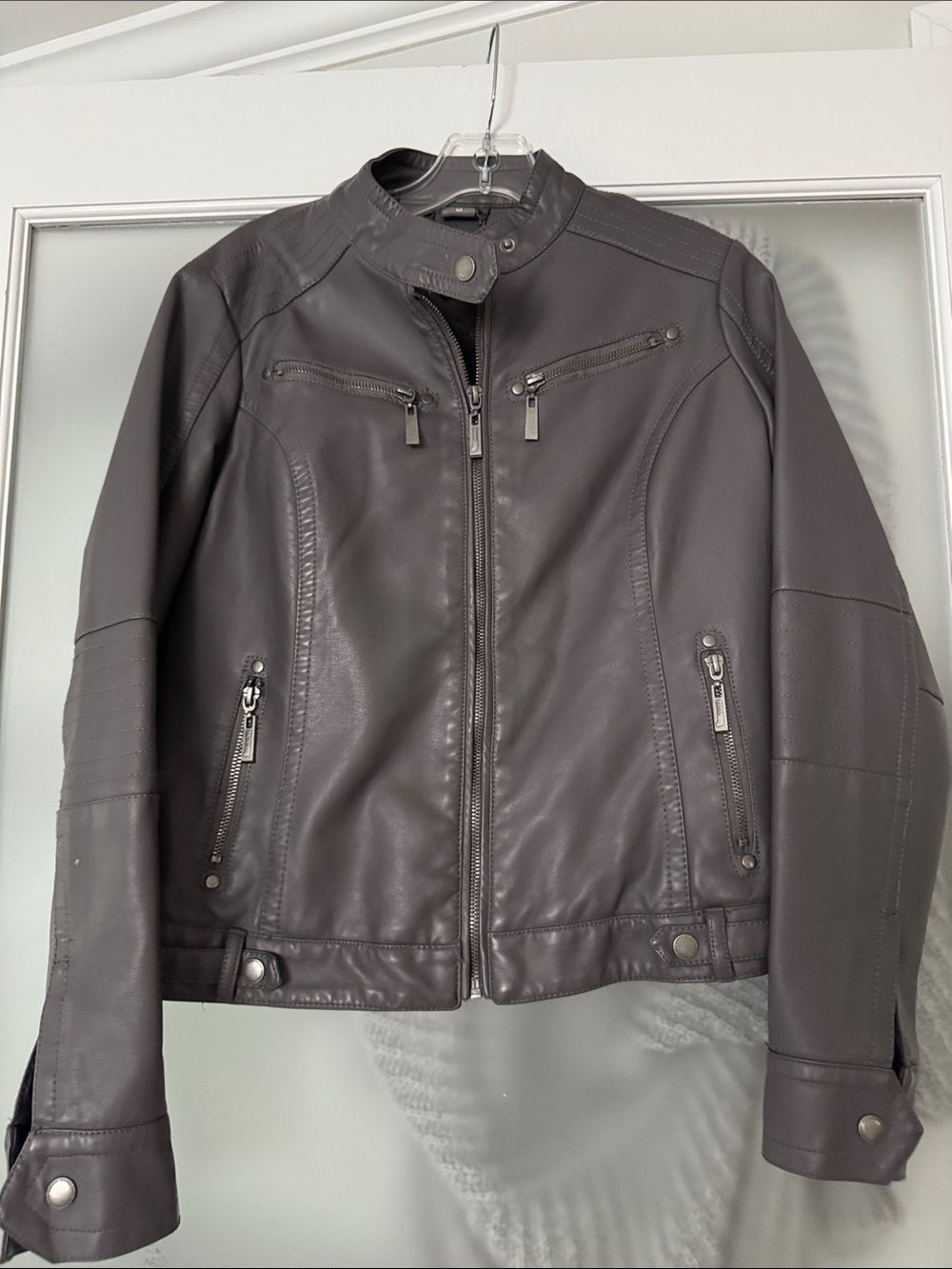 Women’s  Dark Brown Leather Zip Moto Jacket